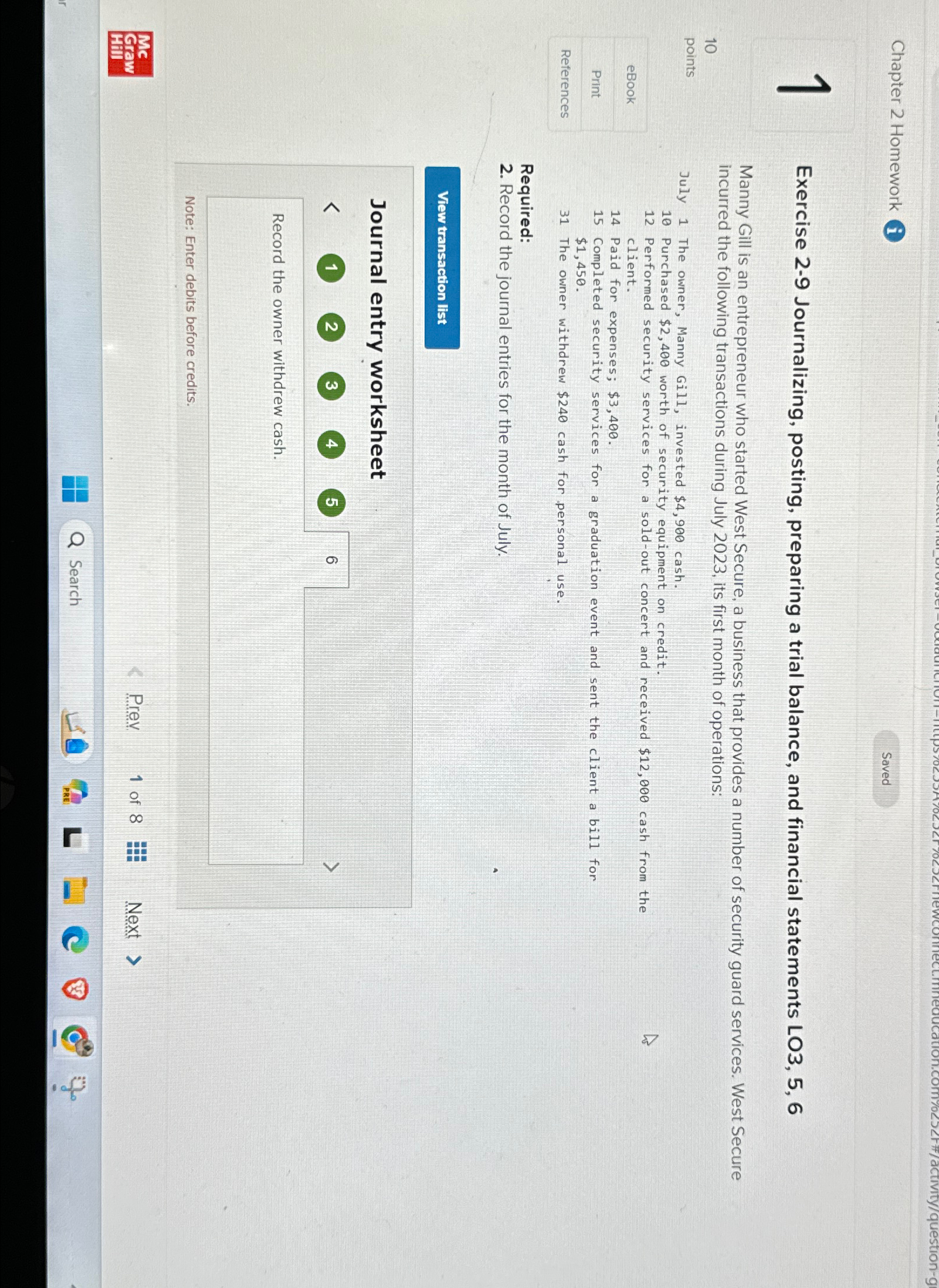  Chapter 2 Homework ( 1 10 points eBook Print References References