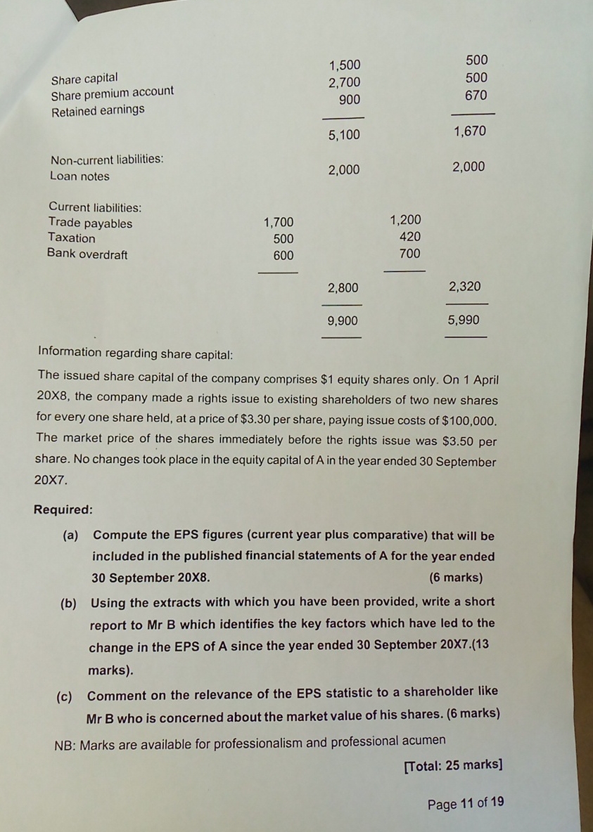  QUESTION FIVE A is a listed company. Your client, Mr B,