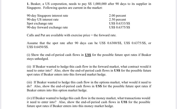  1. Beaker, a US corporation, needs to pay SS 1,000,000 after