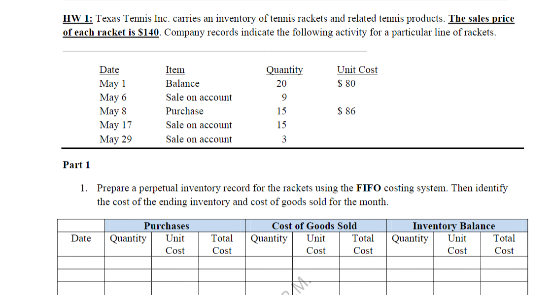 Question 1: (4 points max.) Page 13, the Total Cost of May