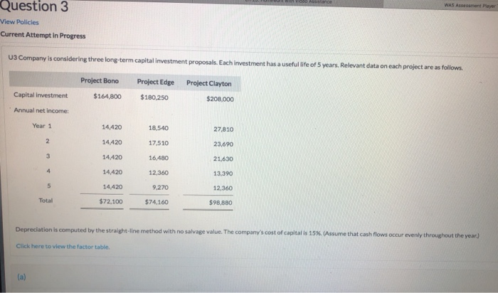  Question 3 View Policies Current Attempt in Progress U3 Company is