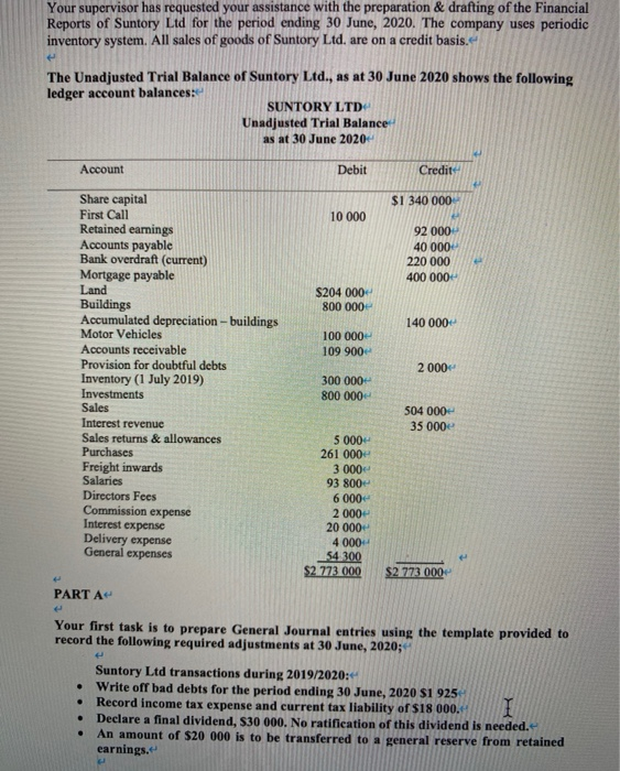  Your supervisor has requested your assistance with the preparation & drafting