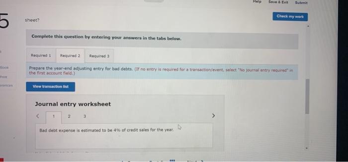 adjusting entry for bad debts according to each of the following situations.