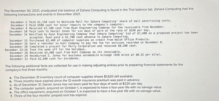 Please help! Unadjusted \begin{tabular}{|l|l|} \hline \multicolumn{2}{|c|}{ ZAHARA COMPUTING } \\ \hline \multicolumn{2}{|c|}{