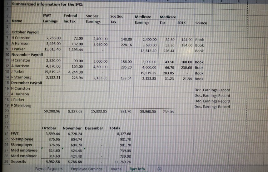 your instructor, record the necessary journal entries for each pay period. 228