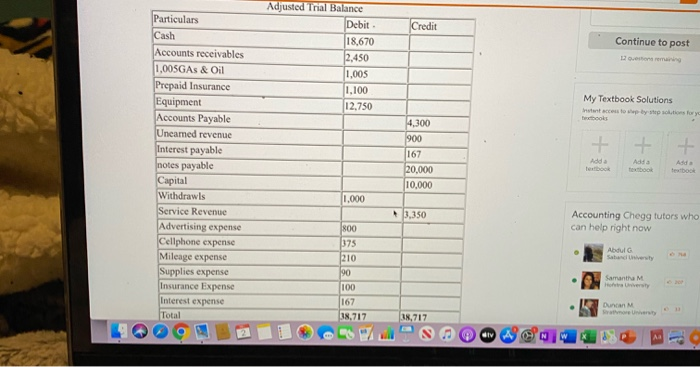 Trial Balance, please find attached Income statement Baiance Sheet an Stockholder's equity