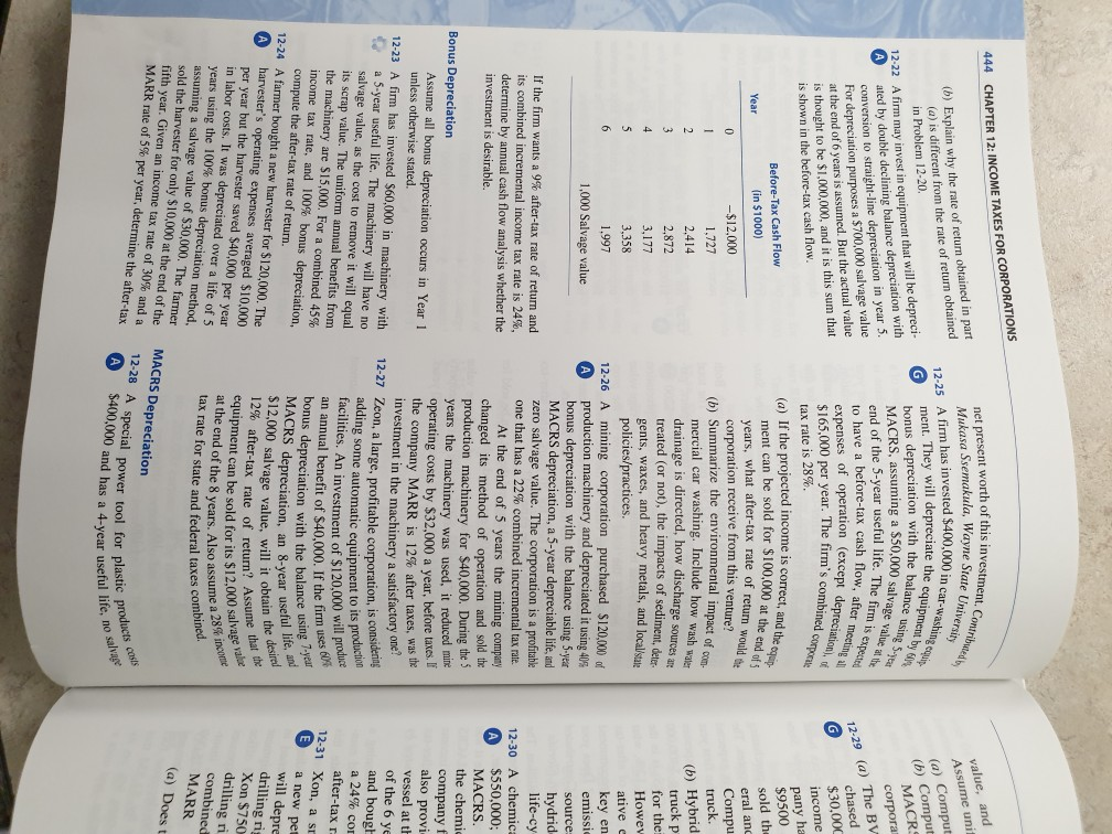  please help with question #12.24 without using excel. Question #12-24 444