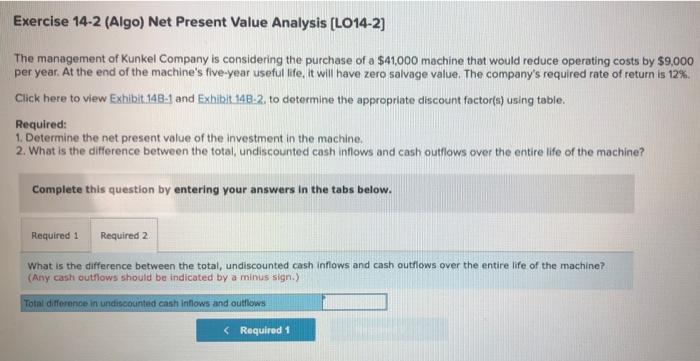 Kunkel Company is considering the purchase of a $41.000 machine that would