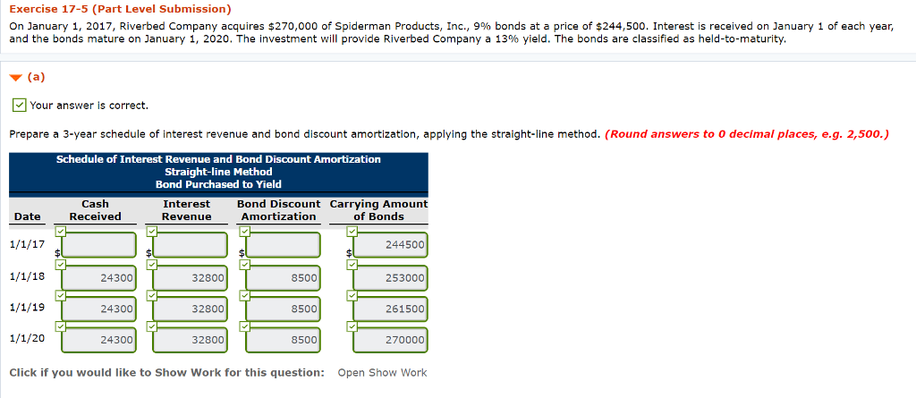  Exercise 17-5 (Part Level Submission) On January 1, 2017, Riverbed Company