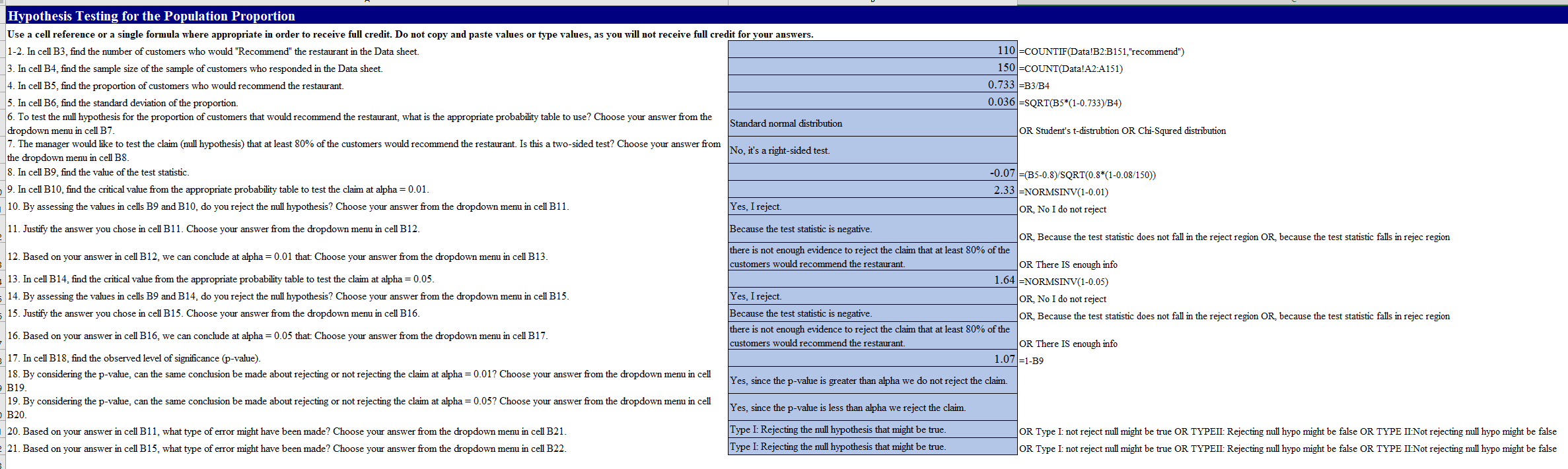  Please let me know if I did my formulas correct below.