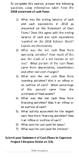 Statement of Cash Flows Project Description: Statement of cash flows is the
