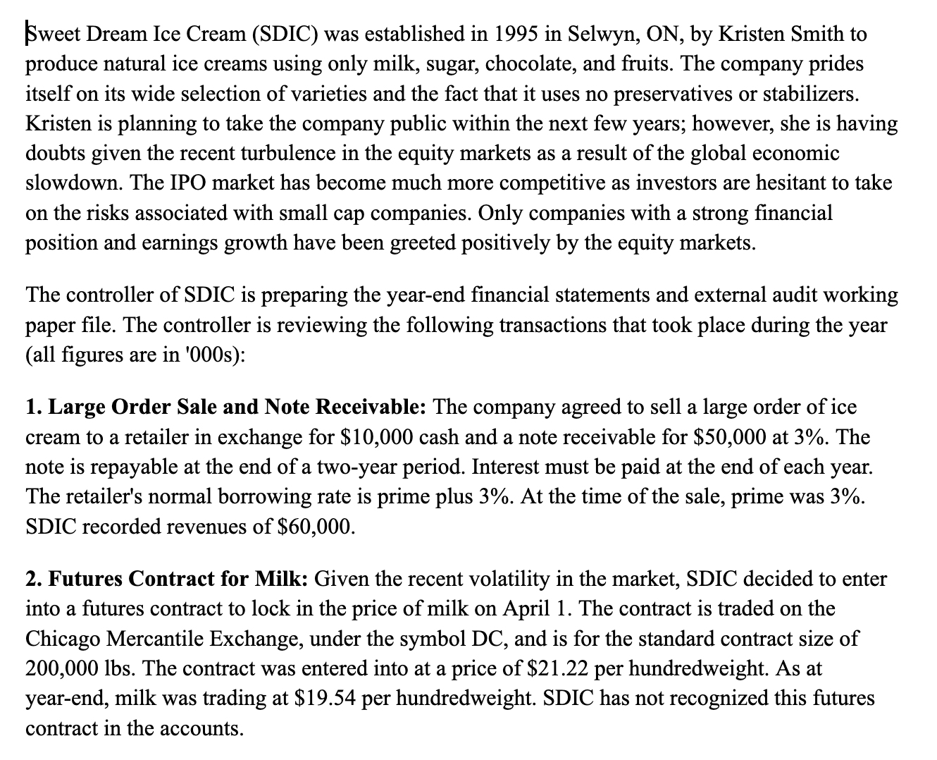  Sweet Dream Ice Cream (SDIC) was established in 1995 in Selwyn,