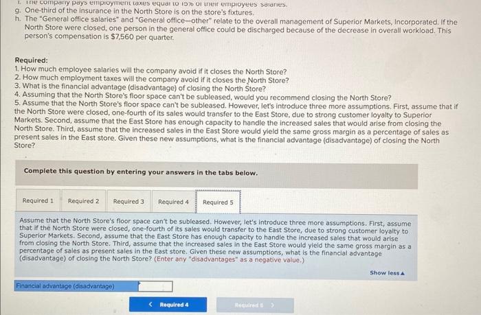 The following additional information is avallable for your use: a. The breakdown