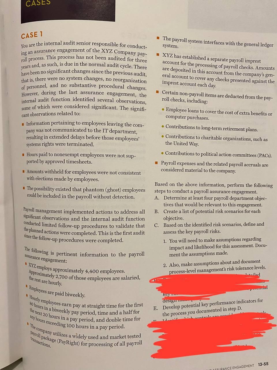 Please answer the parts A, B, C, and E only. CASE 1