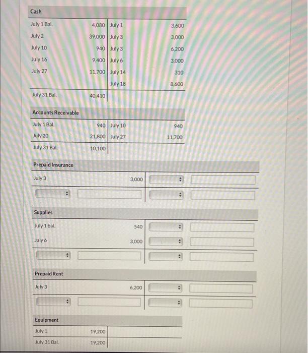 Accounts receivable 940 540 Supplies Accounts payable $310 Unearned service revenue 870