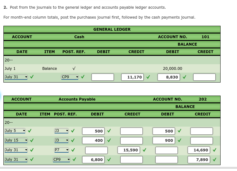 July 1. The following transactions occurred during July: Enter the posting references