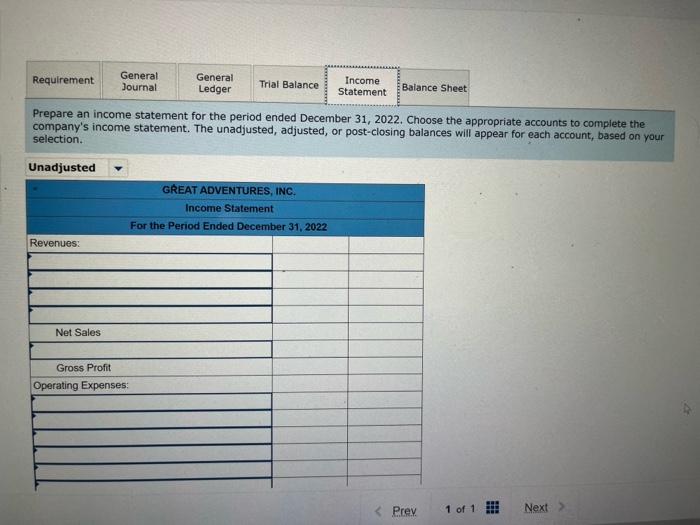 the general ledger. The unadjusted, adjusted, or post-closing balances will appear for