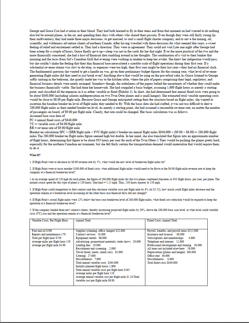  Please solve the questions with Breakevens Graphs ! And five questions