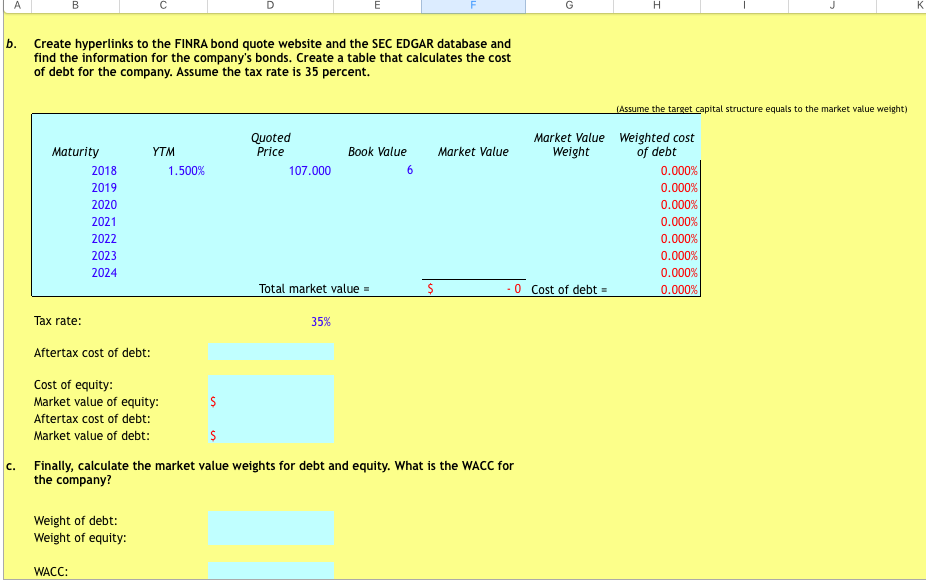 to calculate the WACC for General Electric Company (GE) Complete the following