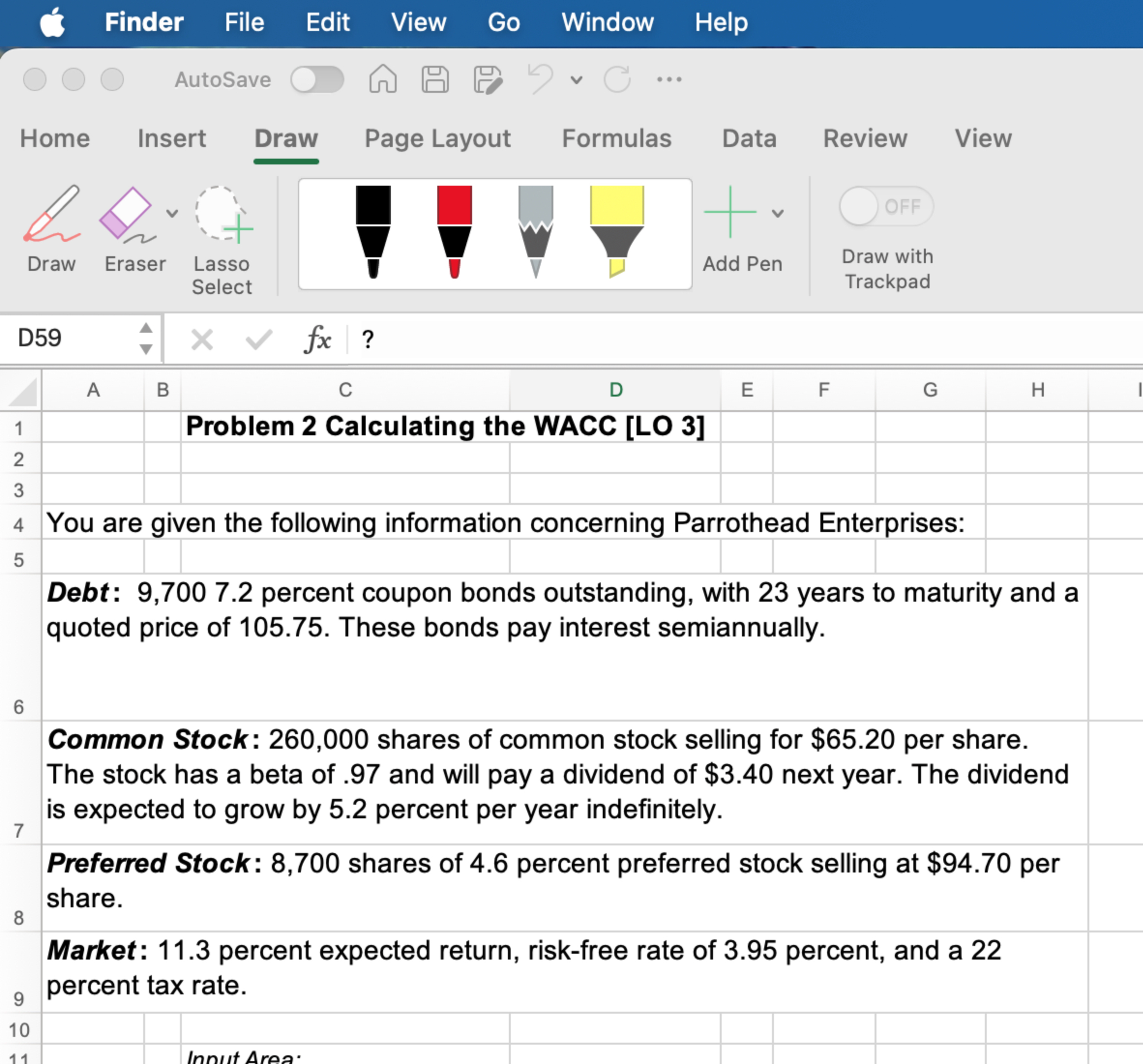  1. Problem 12-17- Calculating the WACC (2.5 Points). Given the following