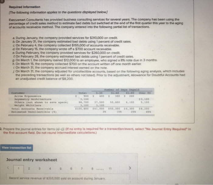  Execusmart Consultants has provided business consulting services for several years. The