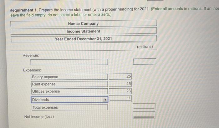  Requirement 1. Prepare the income statement (with a proper heading) for