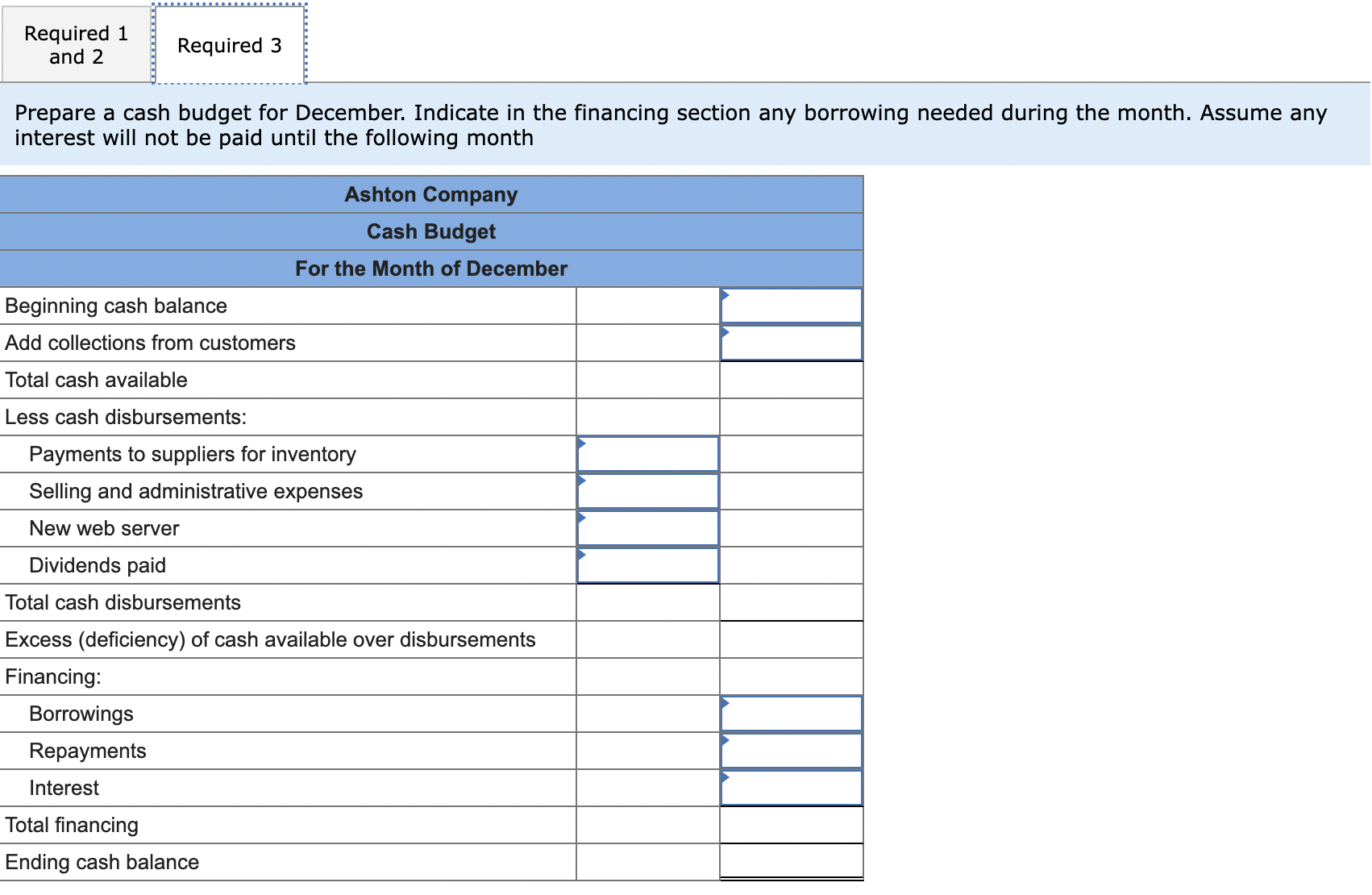 collections, calculate expected cash disbursements for merchandise purchases, and prepare a cash