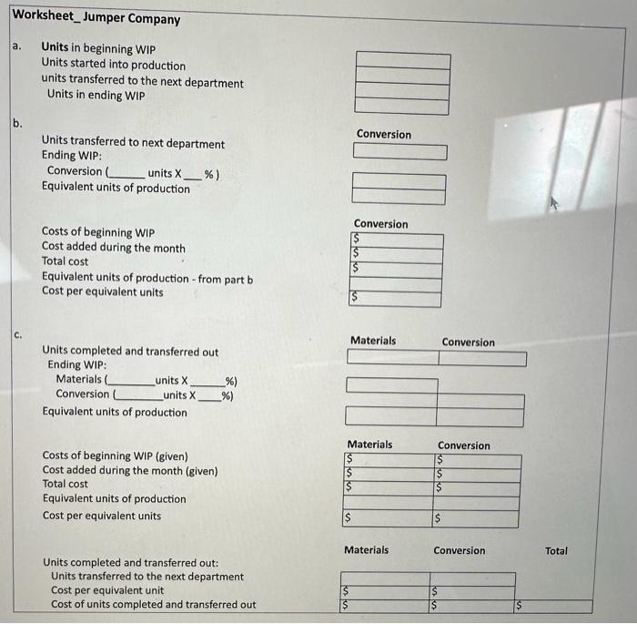 process costing system. The following data pertain to operations in the first