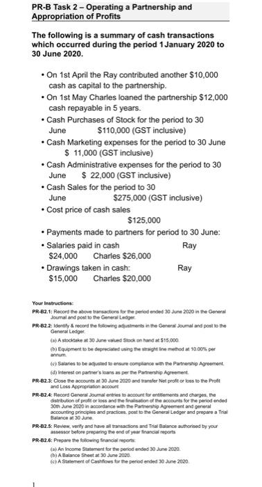  PR-B Task 2 - Operating a Partnership and Appropriation of Profits