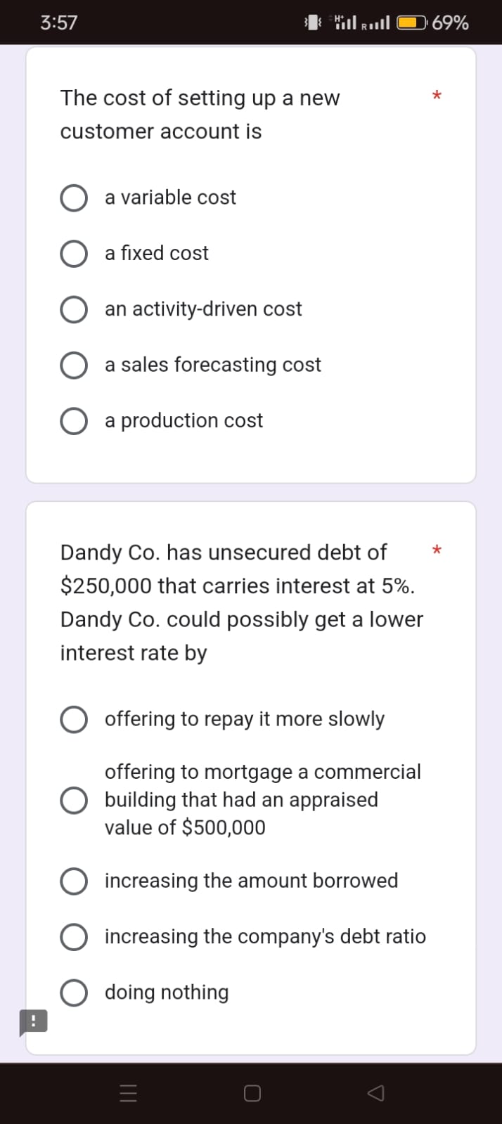  Dandy Co. has unsecured debt of $250,000 that carries interest at