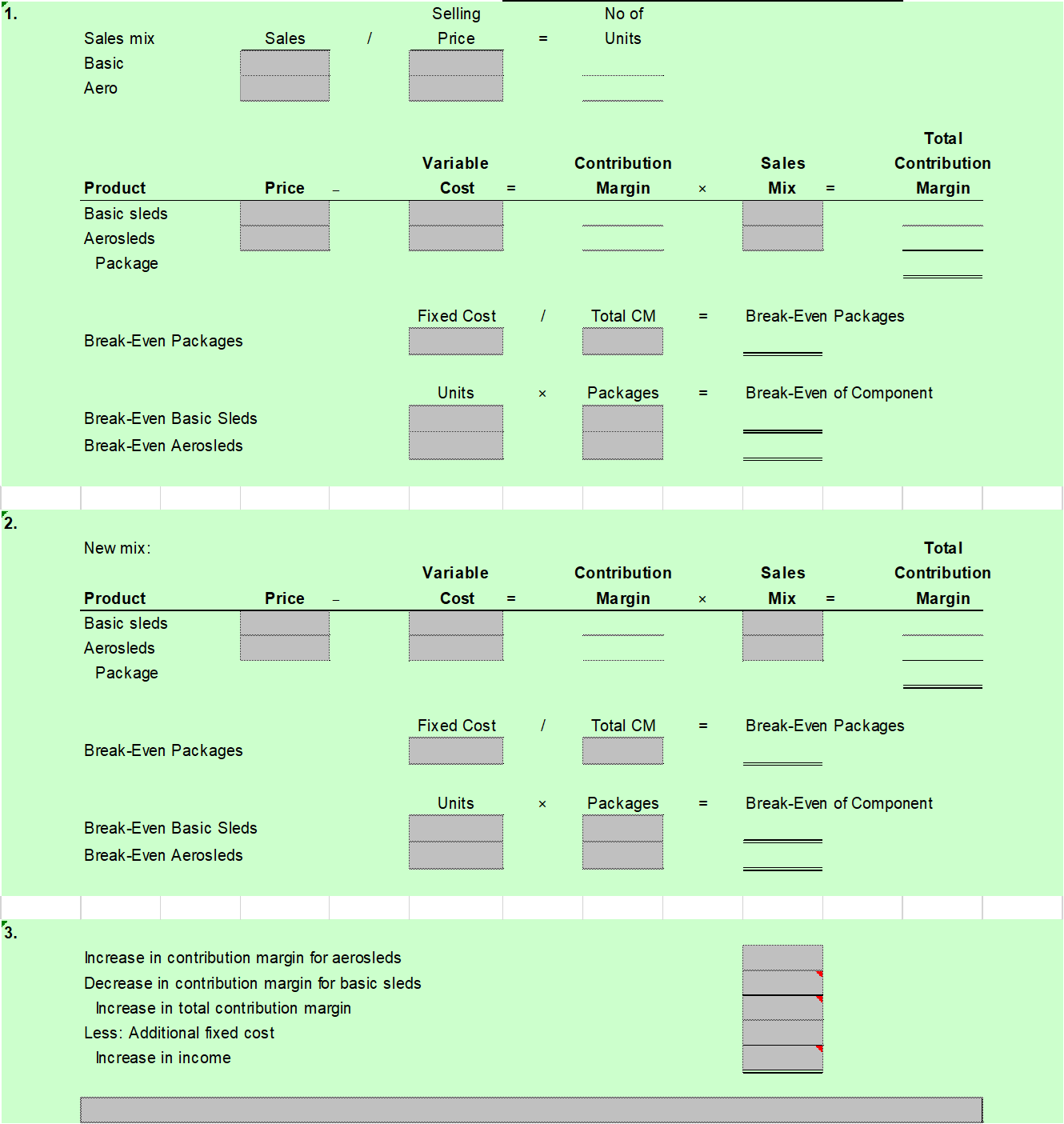 Complete Problem 7-54 Multiple-Product Analysis, Changes in Sales Mix, Sales to Earn