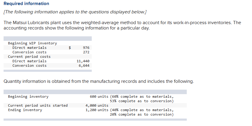 Required: a. Compute the equivalent units for the materials and conversion