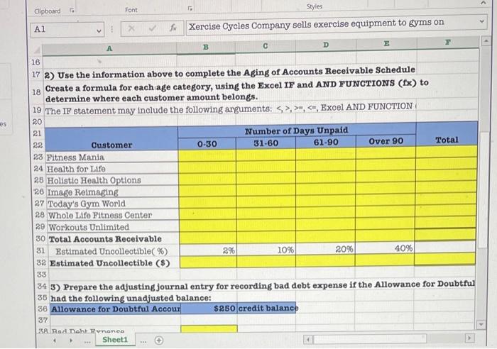 to help prepare the Aging of Accounts Receivable Schedule and the corresponding