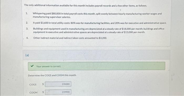 for Whispering. The accountant needs help filling in the remaining details of
