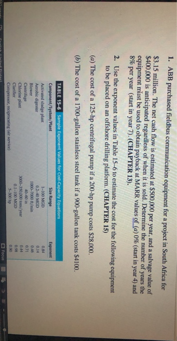 1. Ashley Foods, Inc. has determined that any one of five machines