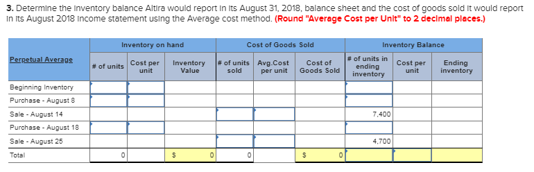 cost $7.8 each. 8 Purchased 18,5units for $7.28 each. 14 Sold 14,800