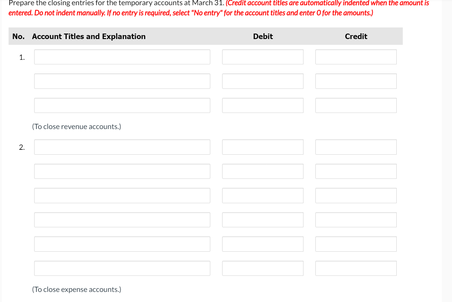year: WHISPERING WINDS COMPANY Trial Balance March 31, 2022 Debit Credit Cash