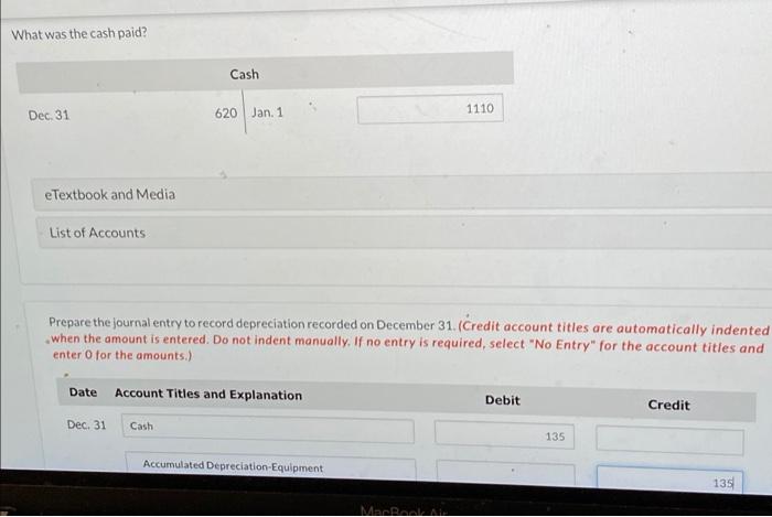 the first day of the current year. The equipment was depreciated on