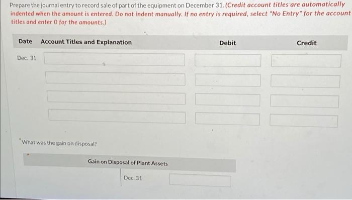 a salvage value of $ 270. Part of the equipment was sold