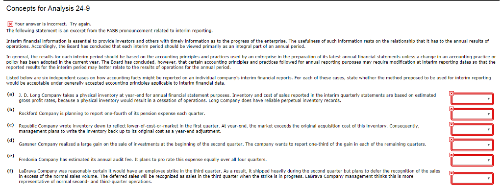  Concepts for Analysis 24-9 | Your answer is incorrect. Try again.