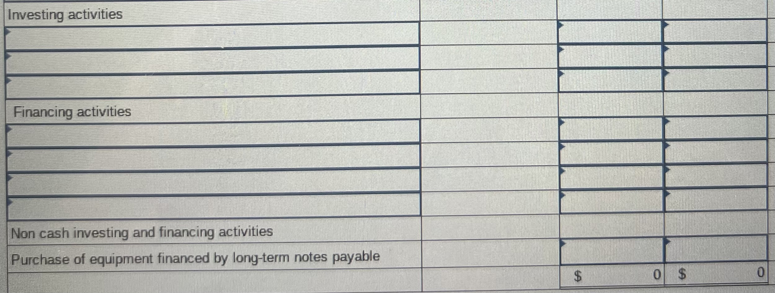 to Accounts Payable reflect cash payments for inventory. FORTEN COMPANY Spreadsheet for