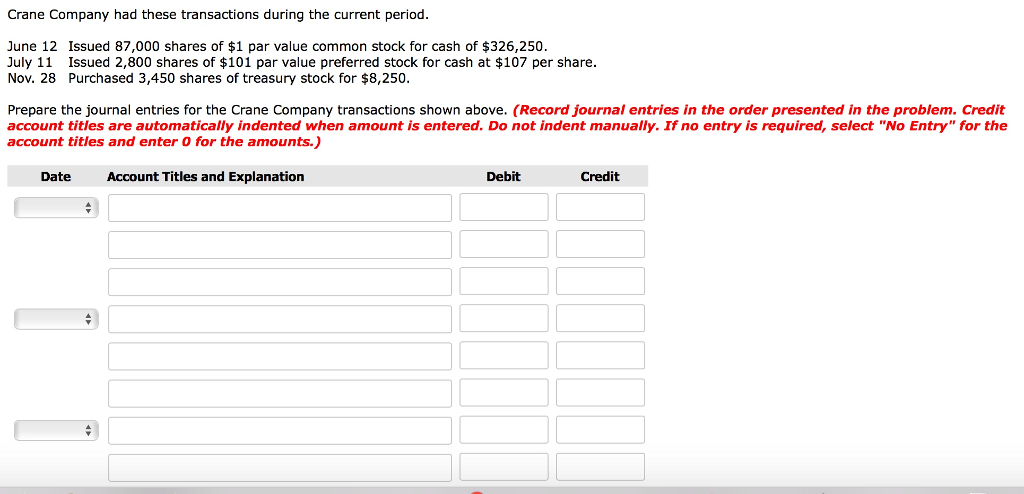 please help Crane Company had these transactions during the current period June