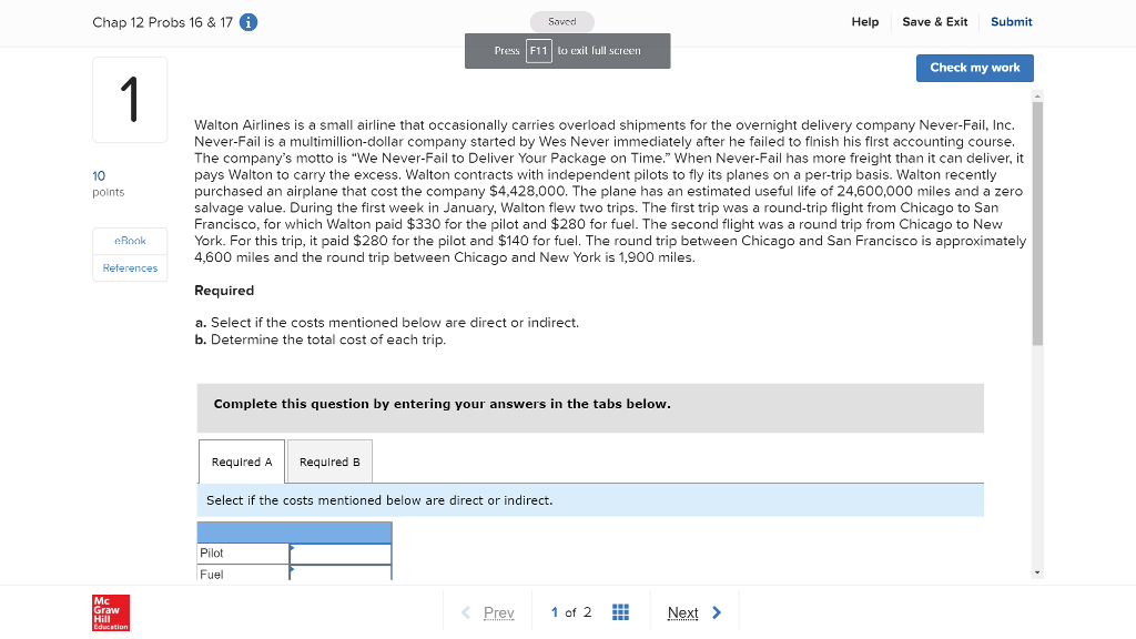 Chap 12 Probs 16 & 17 4 Help Save & Exit