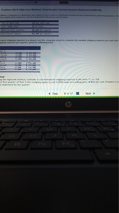  Problem A- High-Low Method; Contribution Format Income Statement (LO6-101 Maden Coaches