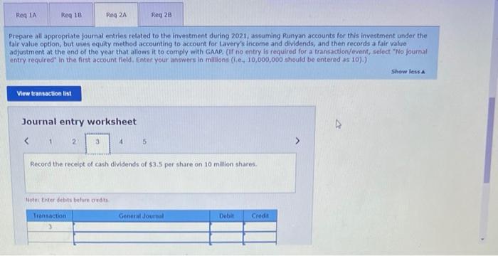 Lavery's common stock at December 31,2021 , was $33 per share. On
