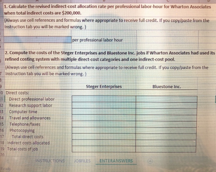  1. Calculate the revised indirect-cost allocation rate per professional labor-hour for