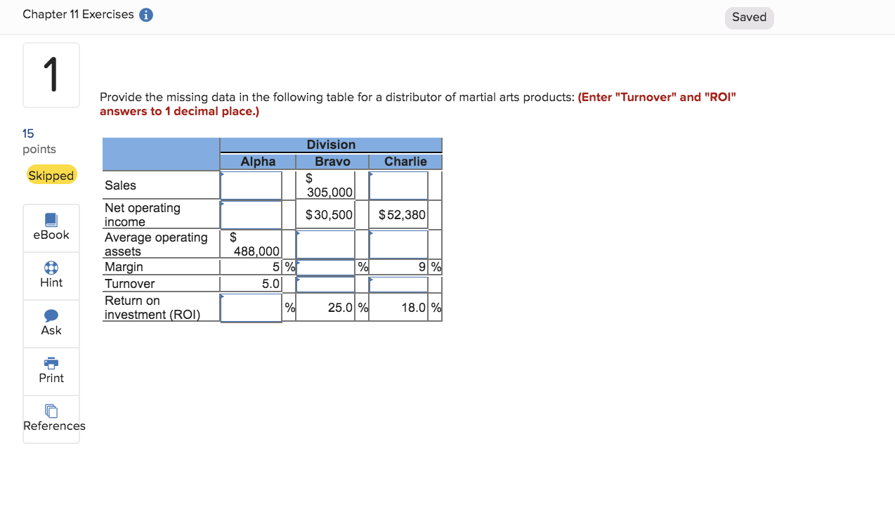  Chapter 11 Exercises Saved 1 Provide the missing data in the