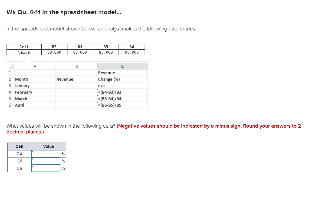  Wk Qu. 4-11 In the spreadsheet model... In the spreadsheet model