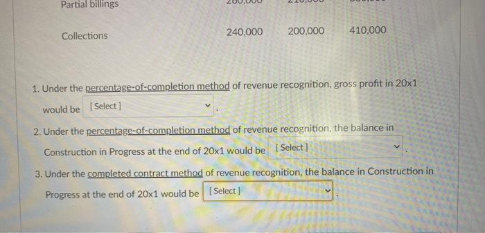 price of $850,000 and estimated costs of $595,000. Data for each year