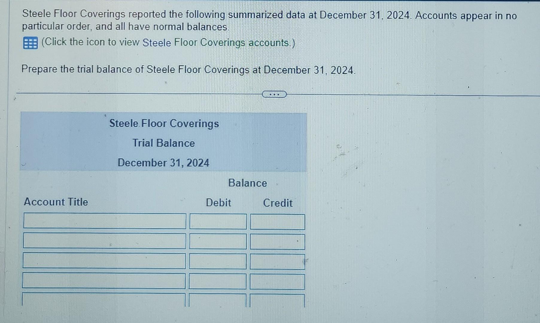 December 31, 2024. Accounts appear in no particular order, and all have